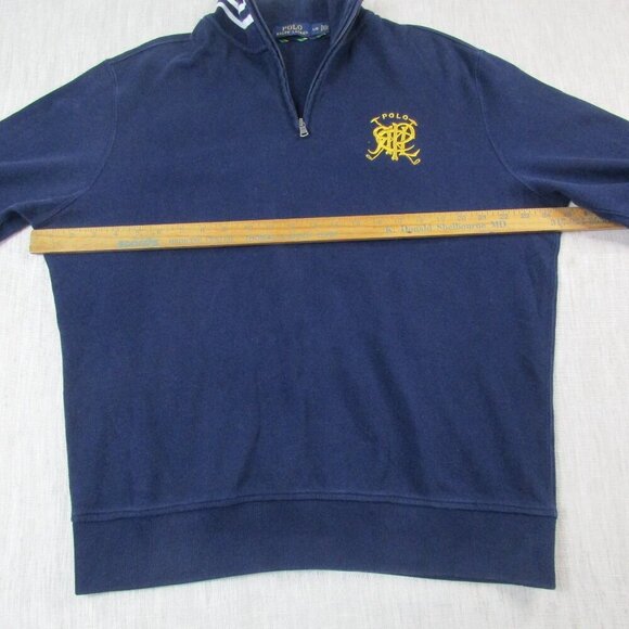 Polo Ralph Lauren Sweater Mens Large Navy Long Sleeve Embroidered Logo 1/4 Zip‎ - Picture 5 of 8